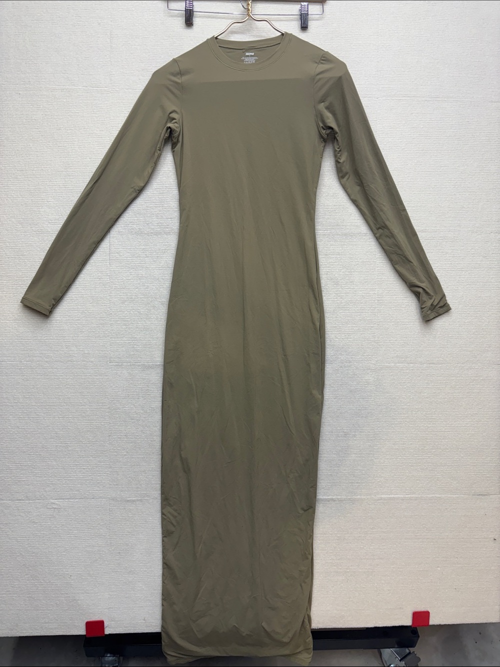Skims medium Long Sleeve Olive Green Maxi Dress